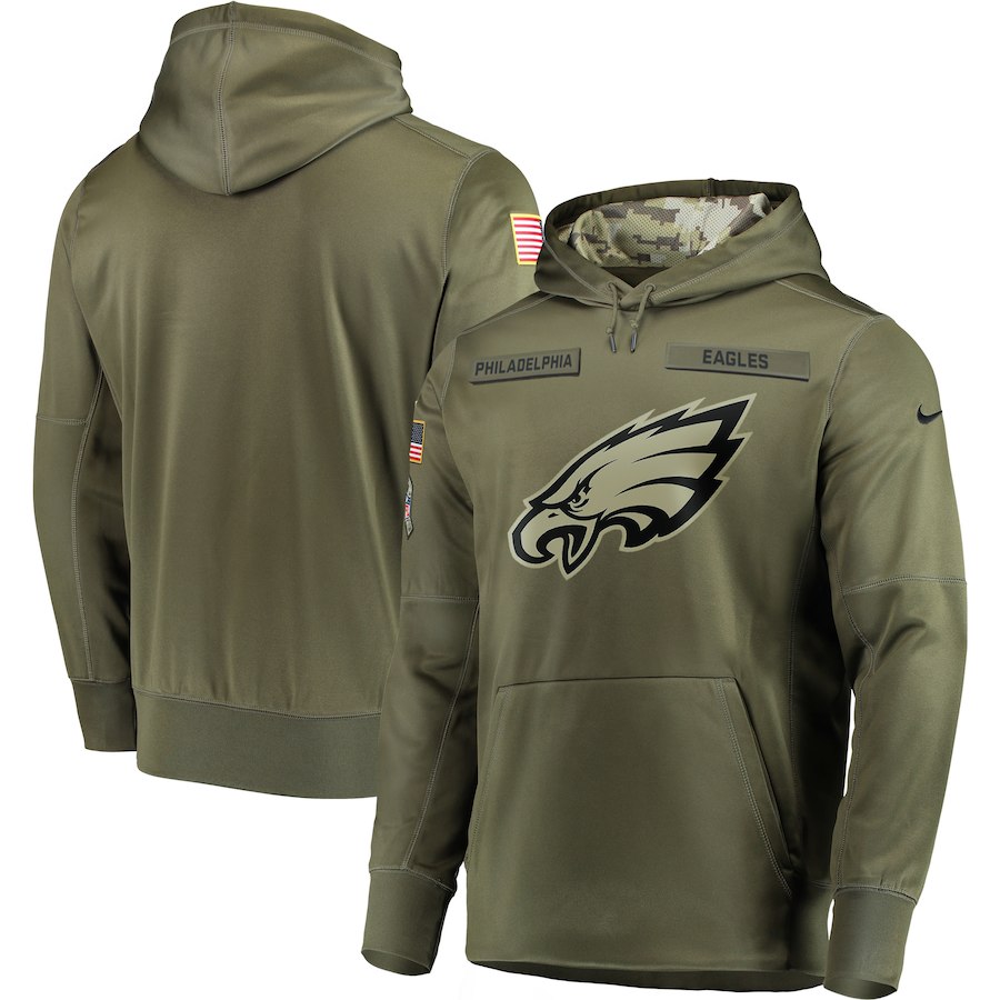 Men Philadelphia Eagles Nike Olive Salute To Service KO Performance Hoodie Green->new york giants->NFL Jersey